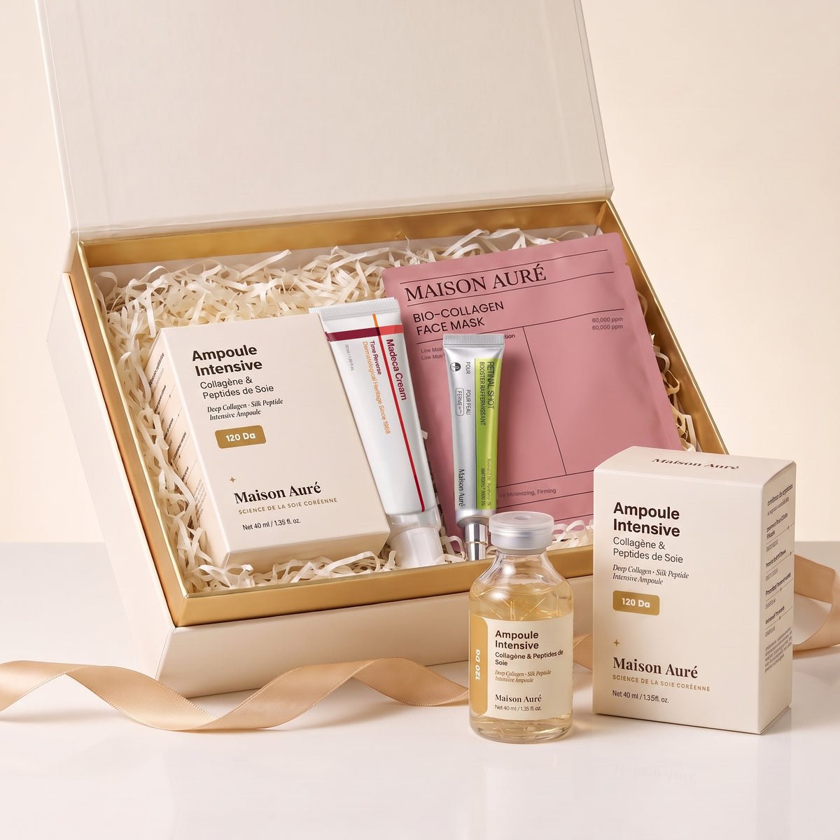 Coffret des Fêtes Maison Auré avec l'Ampoule Intensive Collagène & Peptides de Soie